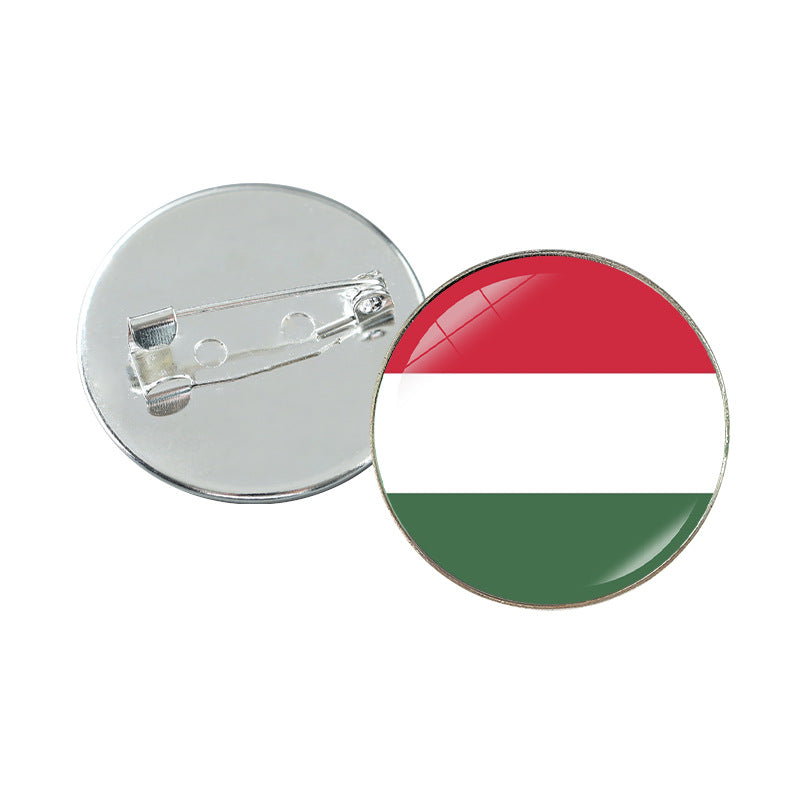 Minimalist Geometric Alloy Plated Brooch with Cabochon Gemstone Unisex Pin Badge