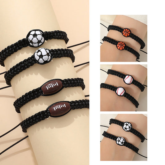 Sporty Unisex Acrylic Braided Bracelet Adjustable Friendship Hand Rope