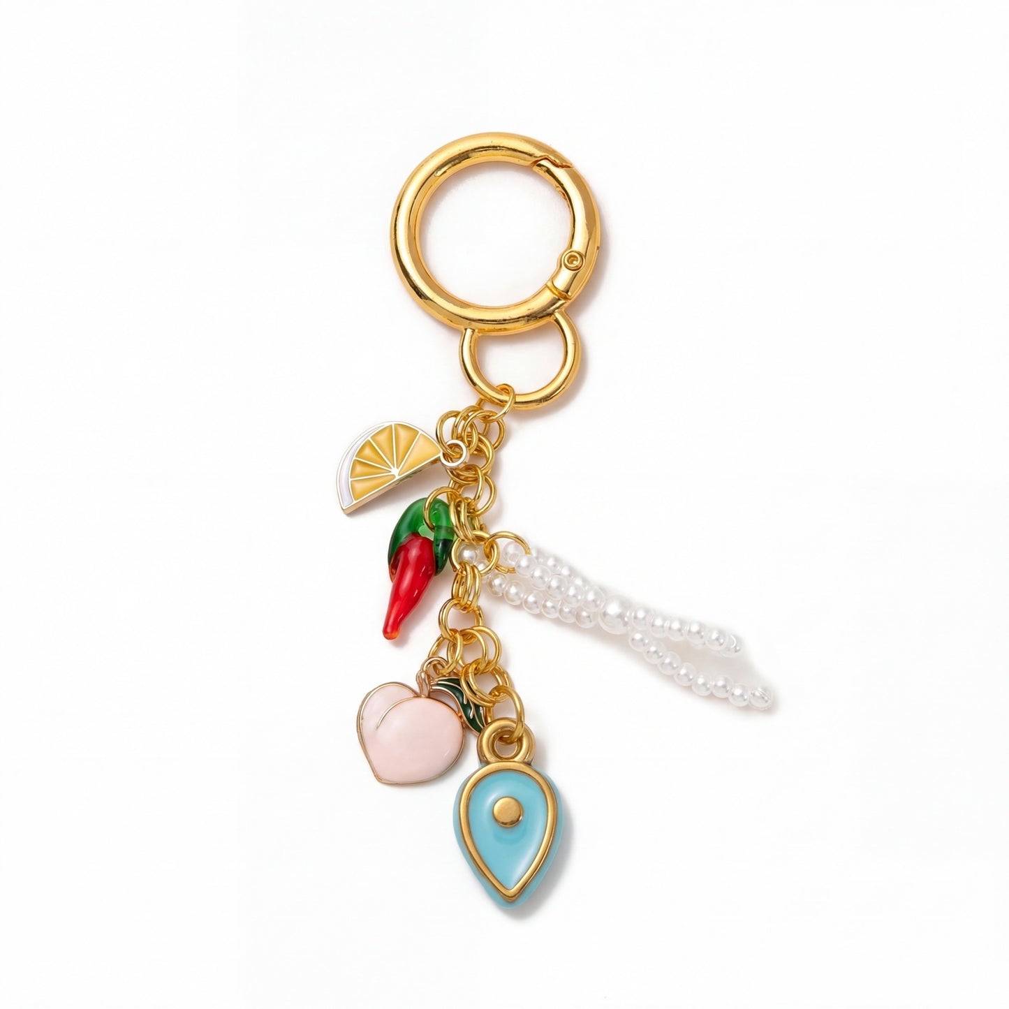 Sweet Colorful Acrylic Food Shape Bag Charm Keychain with Plated Finish