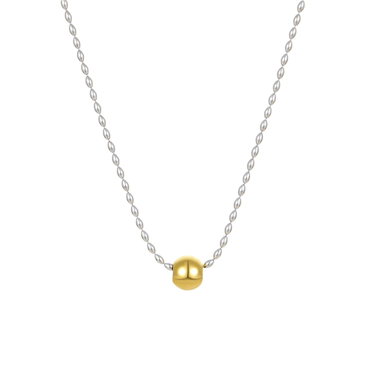 Collana da donna minimalista geometrica con perline, catena in acciaio inossidabile con medaglione e finitura placcata