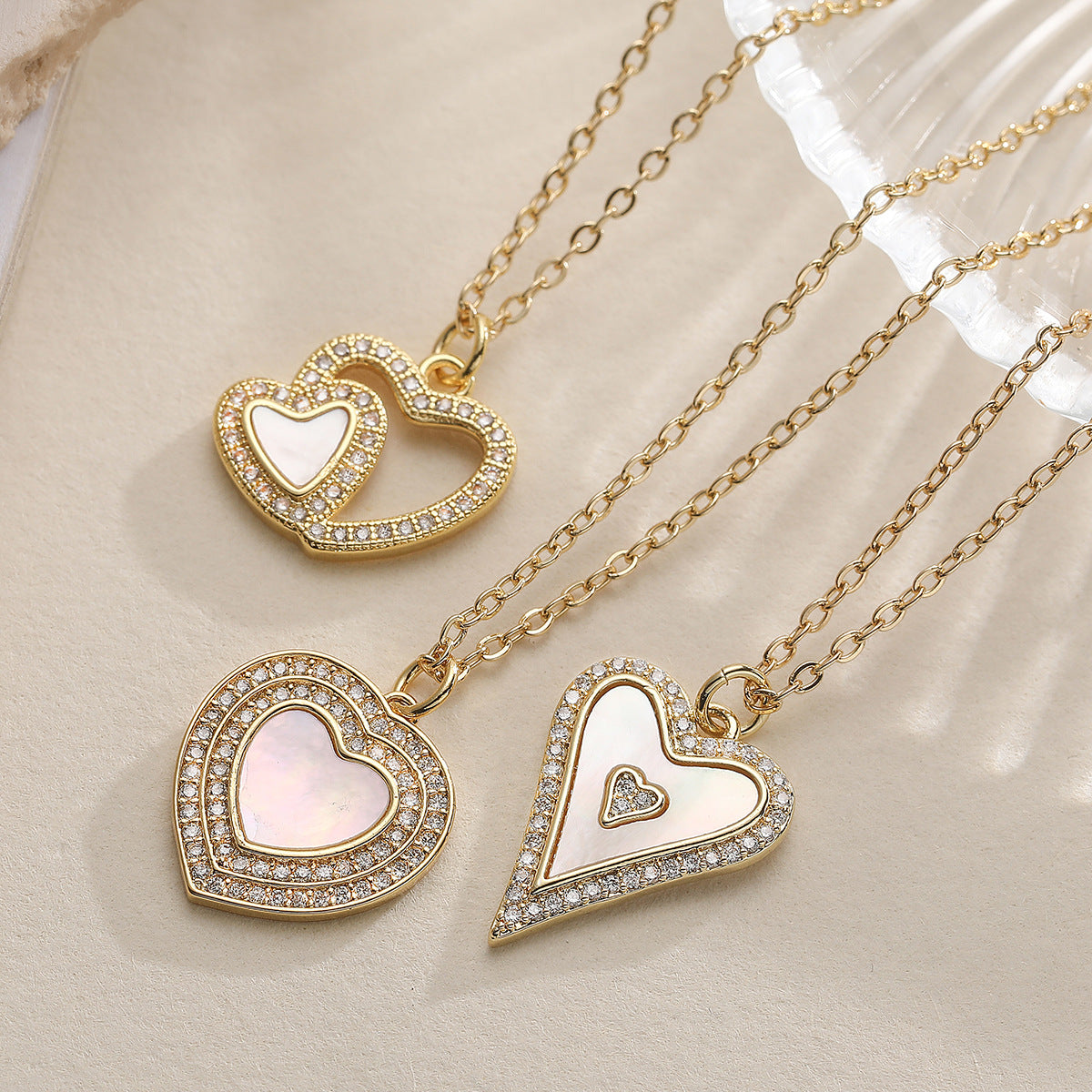 Elegant 18K Gold Plated Brass Heart Necklace with Cubic Zirconia