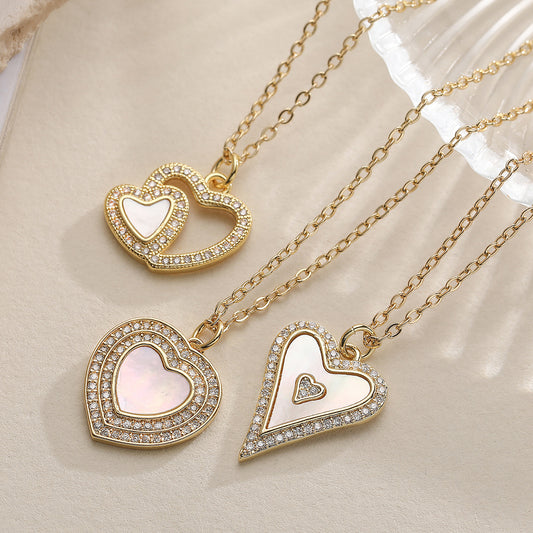 Elegant 18K Gold Plated Brass Heart Necklace with Cubic Zirconia