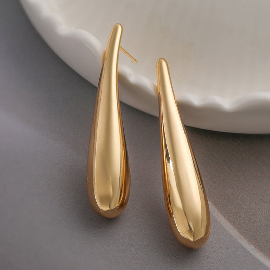 Minimalist Vintage 18K Gold Plated Brass Geometric Teardrop Earrings for Women