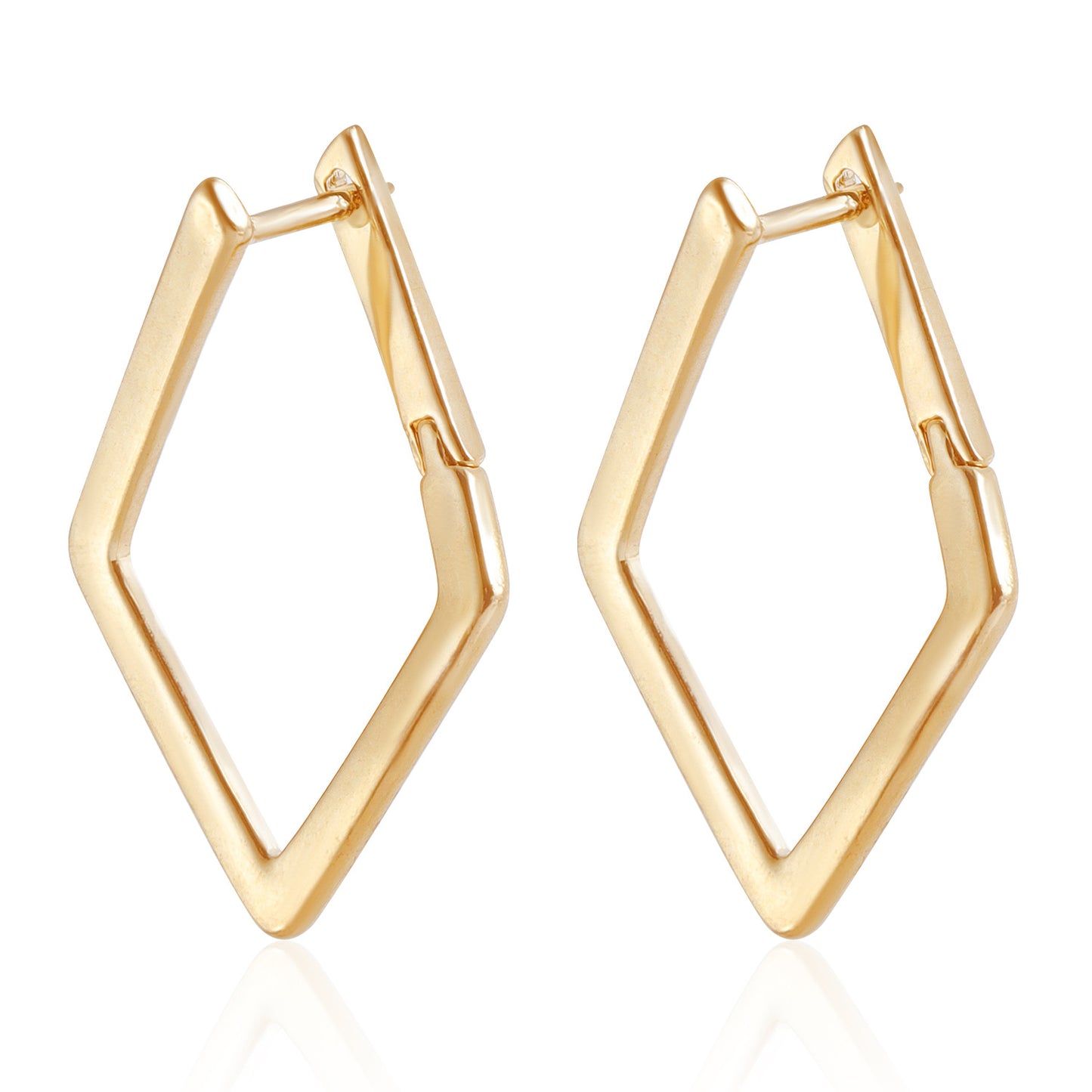 Minimalist Geometric Rhombus Stud Earrings for Women with Metal Plating Finish