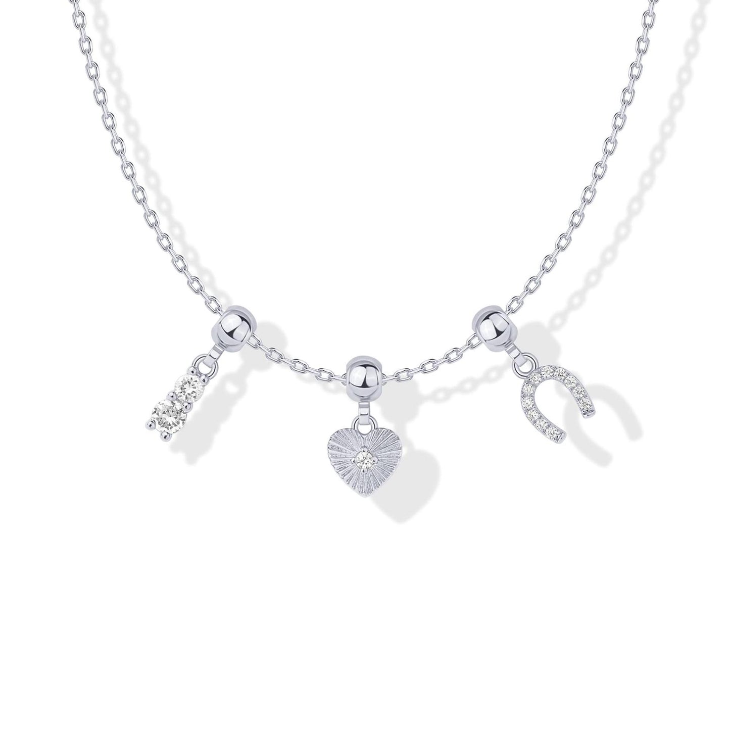 Minimalist Butterfly Heart Star Zircon Pendant Necklace for Women in Plated Copper with Mixed Gemstone Inlay
