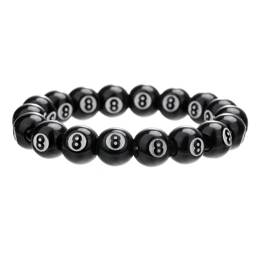 Round Acrylic Billiard 8-Ball Elastic Bracelet