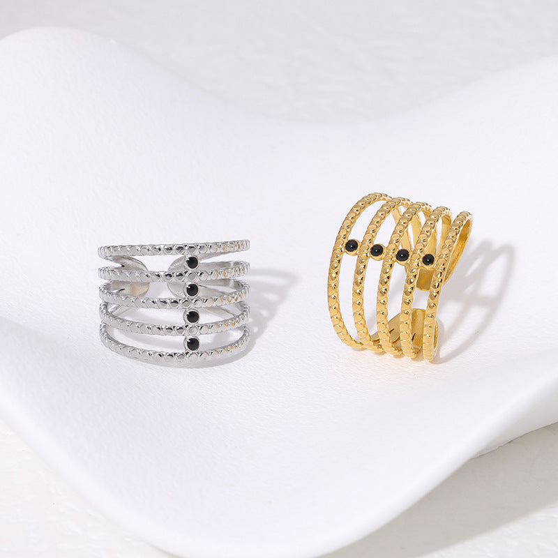 Minimalist Geometric Open-Ended Stainless Steel Ring with 18K Gold Plating for Women