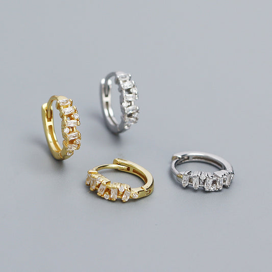 Orecchini a cerchio da donna in argento sterling 925 geometrici quadrati, placcati, minimalisti ed eleganti