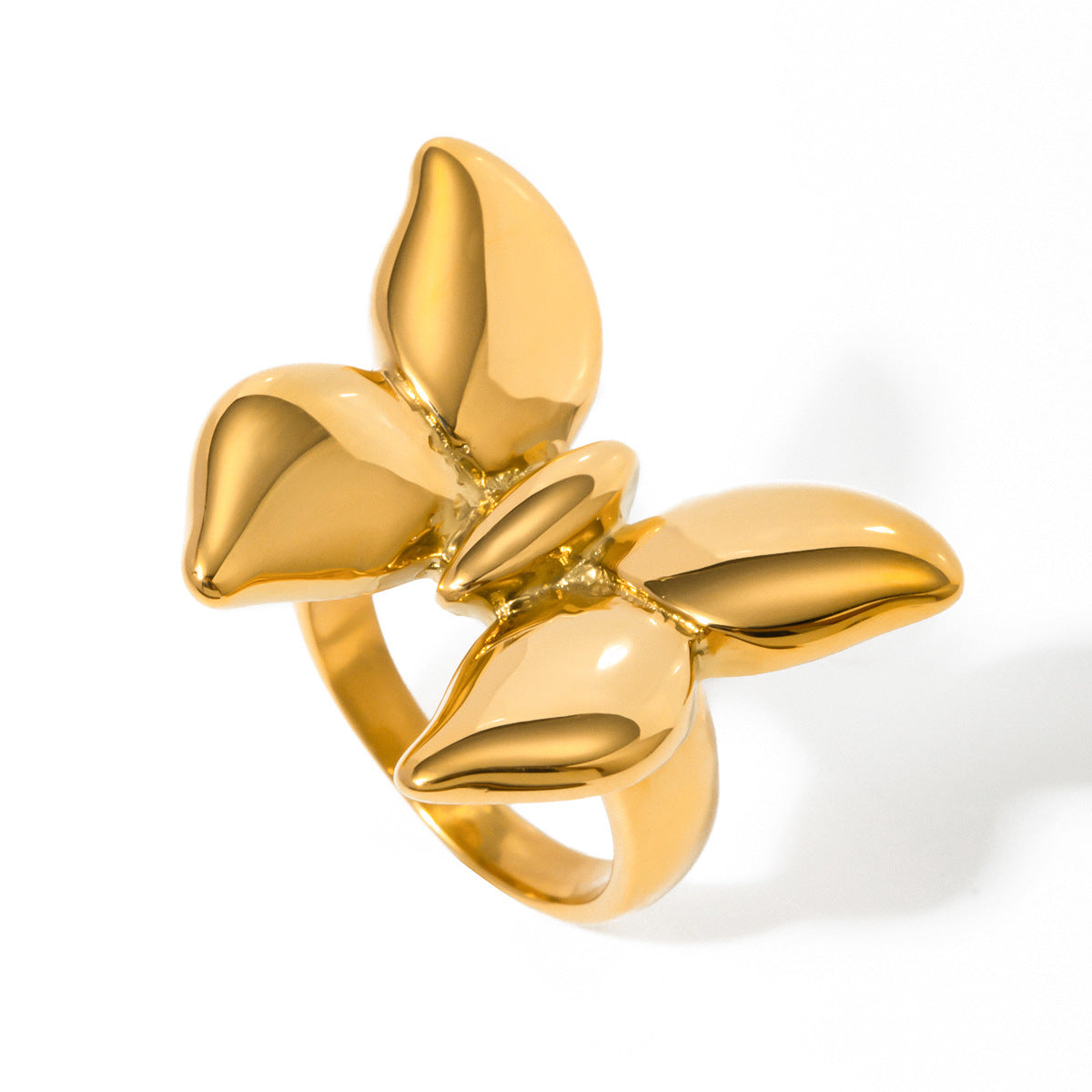 Elegant Butterfly Geometric Plated Stainless Steel Ring for Women