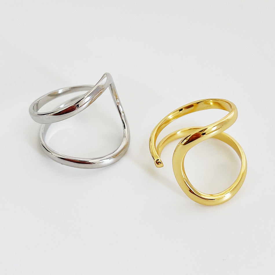 Anillo Minimalista de Plata de Ley 925 con Diseño Geométrico de Goteo para Mujer