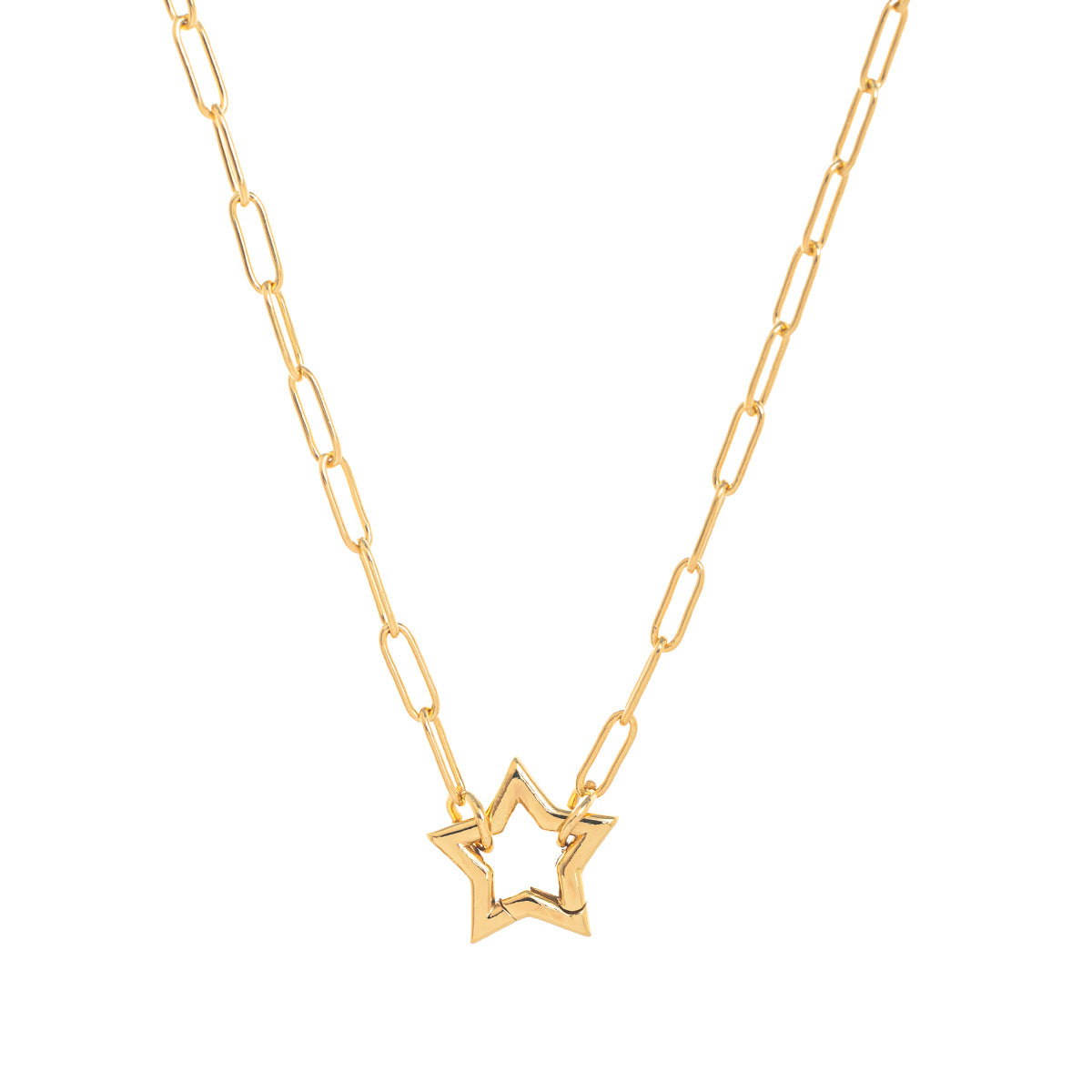 Vintage Minimalist Geometric Heart 18K Gold Plated Titanium Steel DIY Charm Bar Necklace