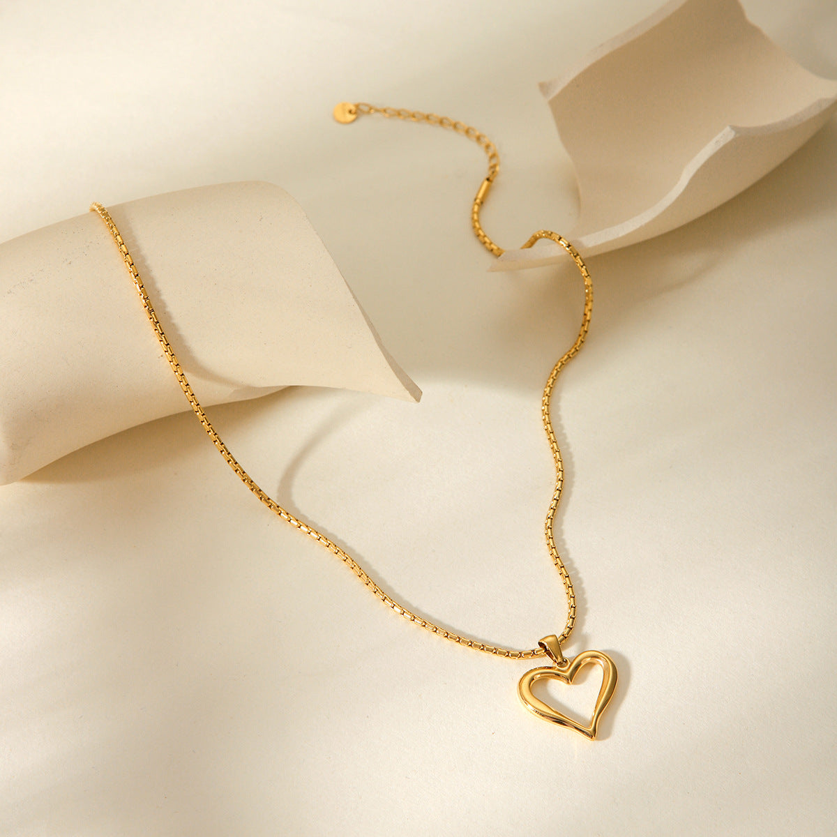 Minimalist Hollow Heart Pendant Necklace for Women Stainless Steel with Titanium Steel Accents Plated Box Chain