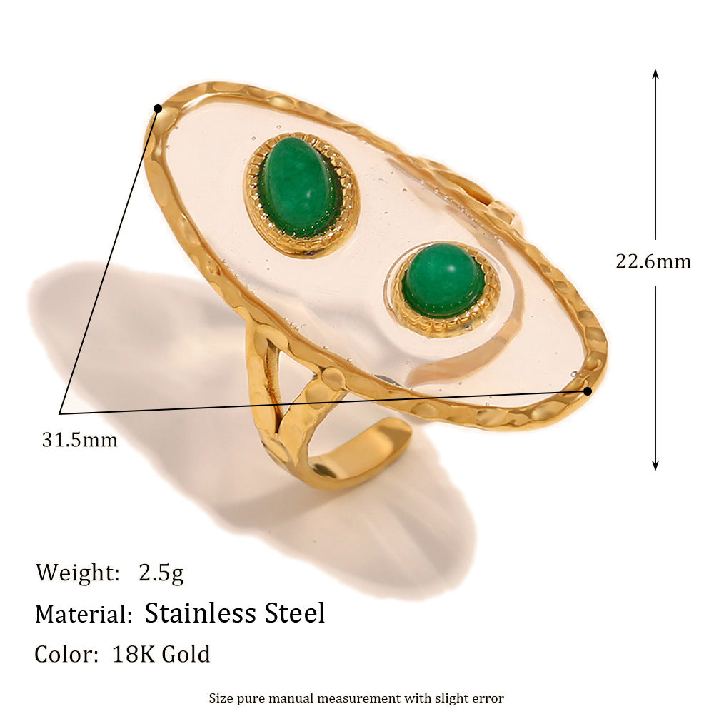 Anello da donna in acciaio inossidabile placcato oro 18 carati, dal design minimalista geometrico, con conchiglia a stella e cuore.