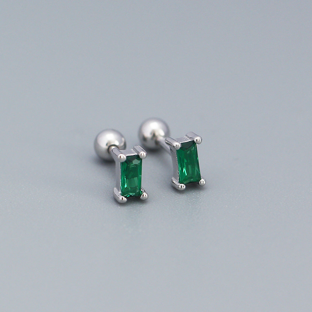 Orecchini da donna in argento sterling 925 con zirconi, stile geometrico