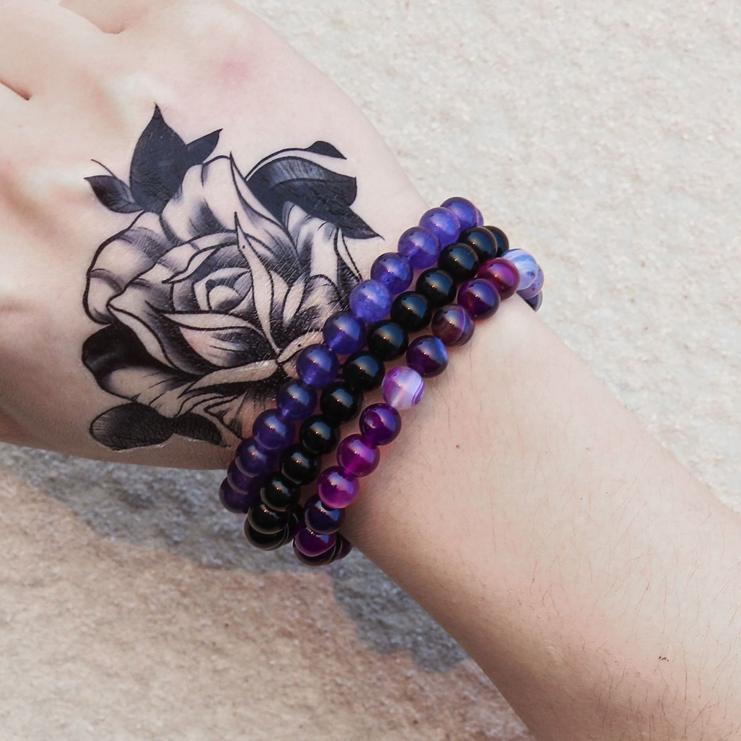 Minimalist Geometric Agate Plated Stretch Bracelet