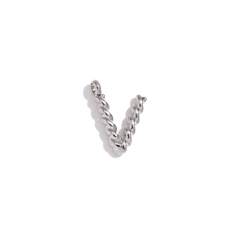 Colgante minimalista de acero inoxidable chapado en oro de 18 quilates con mini letra retorcida para mujer