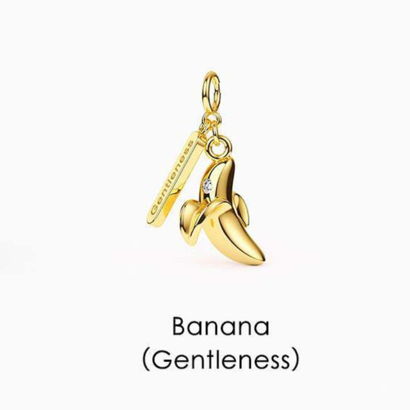 Elegant Geometric Tropical Fruit Charm Bar with Cubic Zirconia Brass and Titanium Steel Plated Necklace Bracelet for Unisex