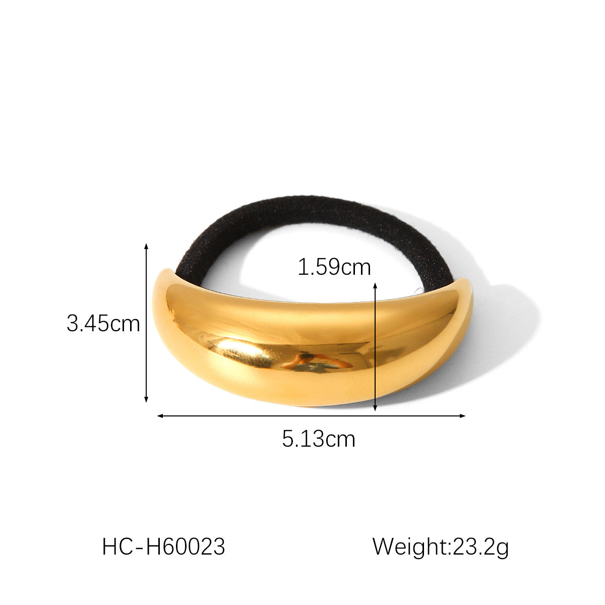 Fascia per capelli con fiocco curvo in acciaio inossidabile placcato oro 18K in stile Ins alla moda