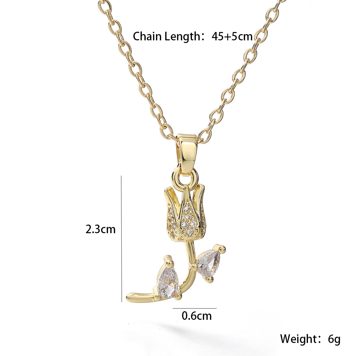 Elegant Minimalist Geometric Gold Plated Brass Rose Pendant Necklace for Women
