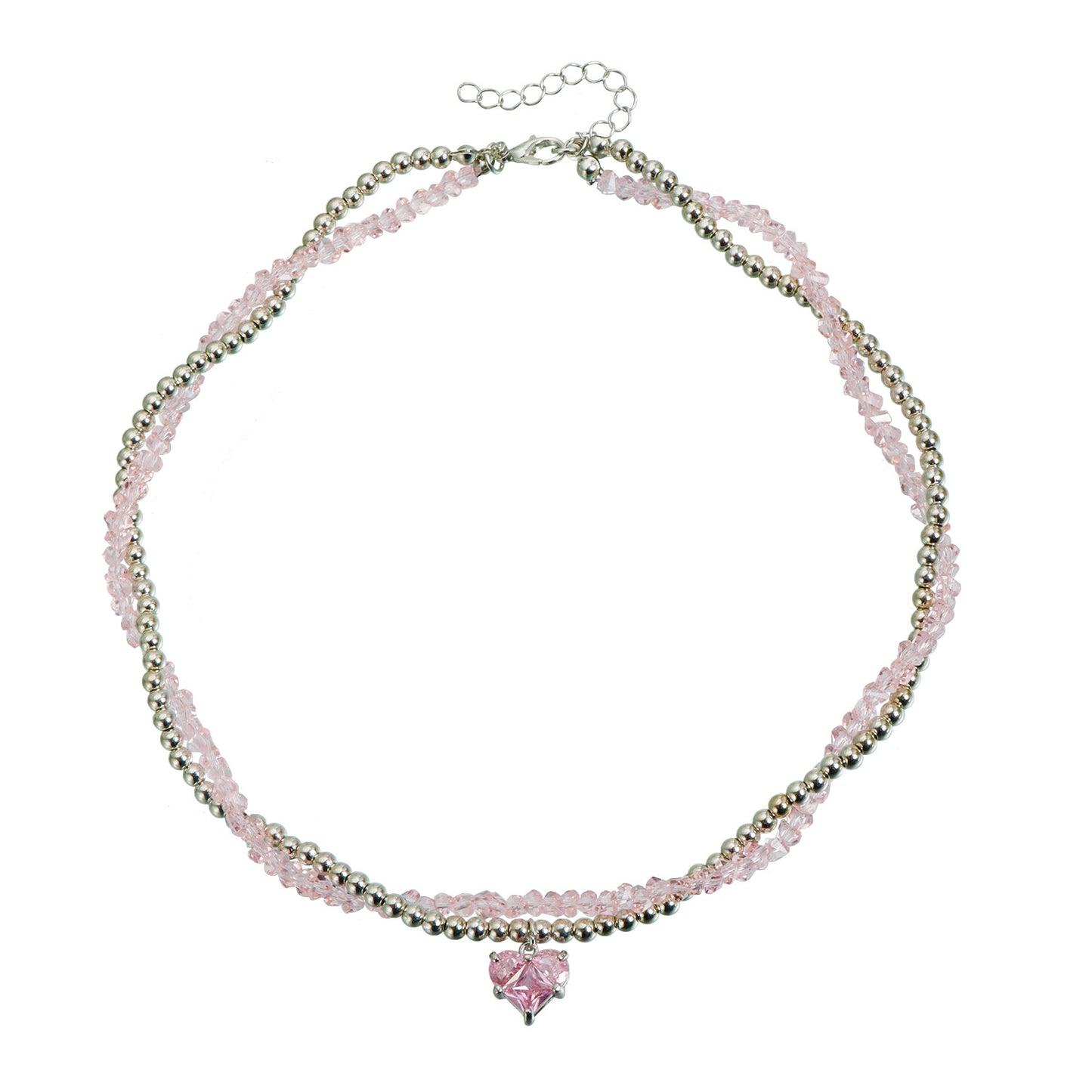 Elegant Geometric Heart Triangle Crystal Cubic Zirconia Alloy Necklace for Women