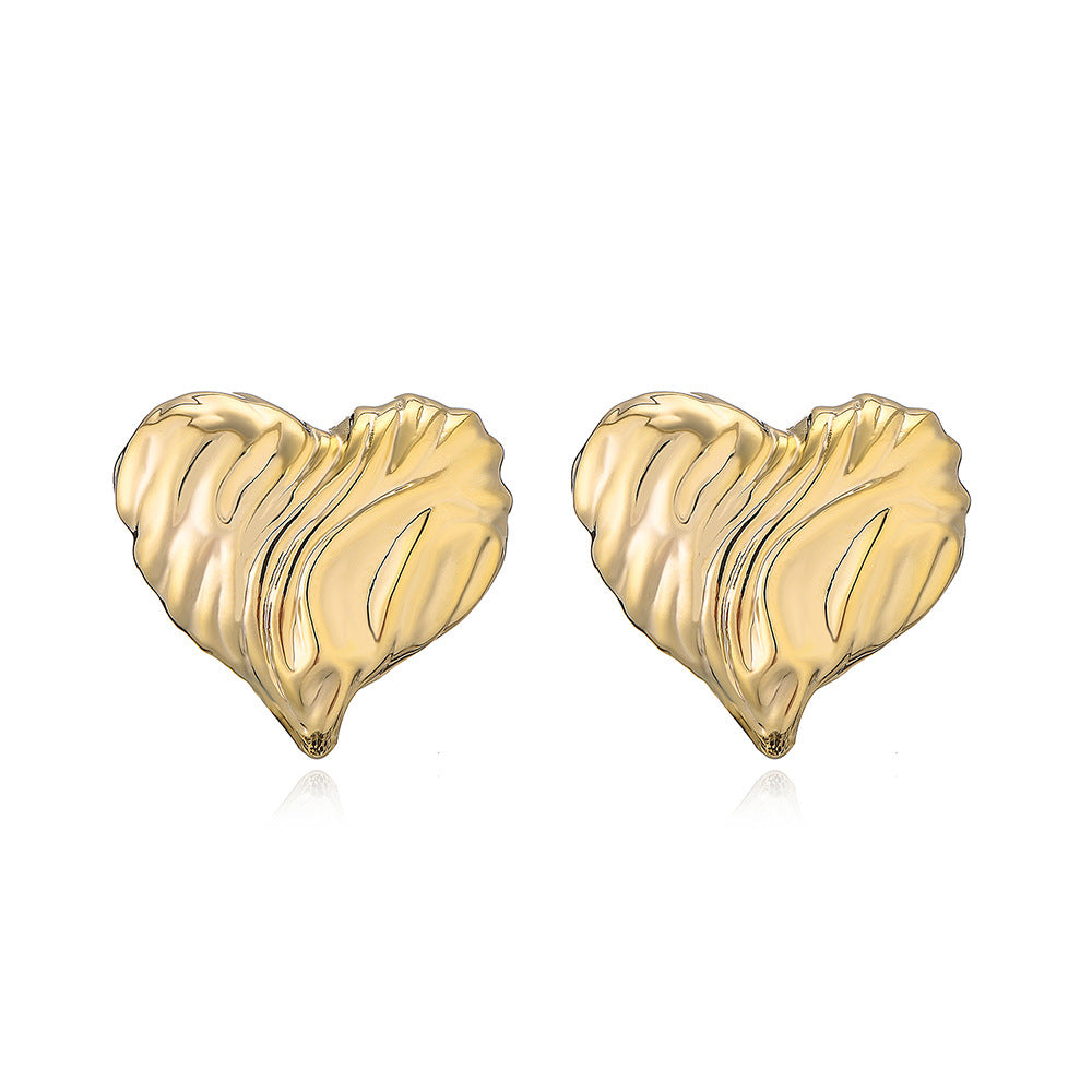 Geometric Smile Stud Earrings for Women Made of Copper with Real Gold Plating Vintage Minimalist Style