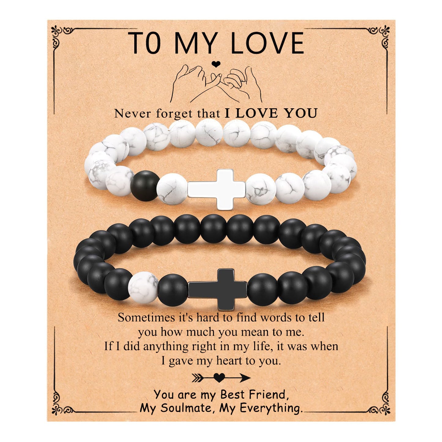 Matte Cross Beaded Bracelet Set Unisex Gift