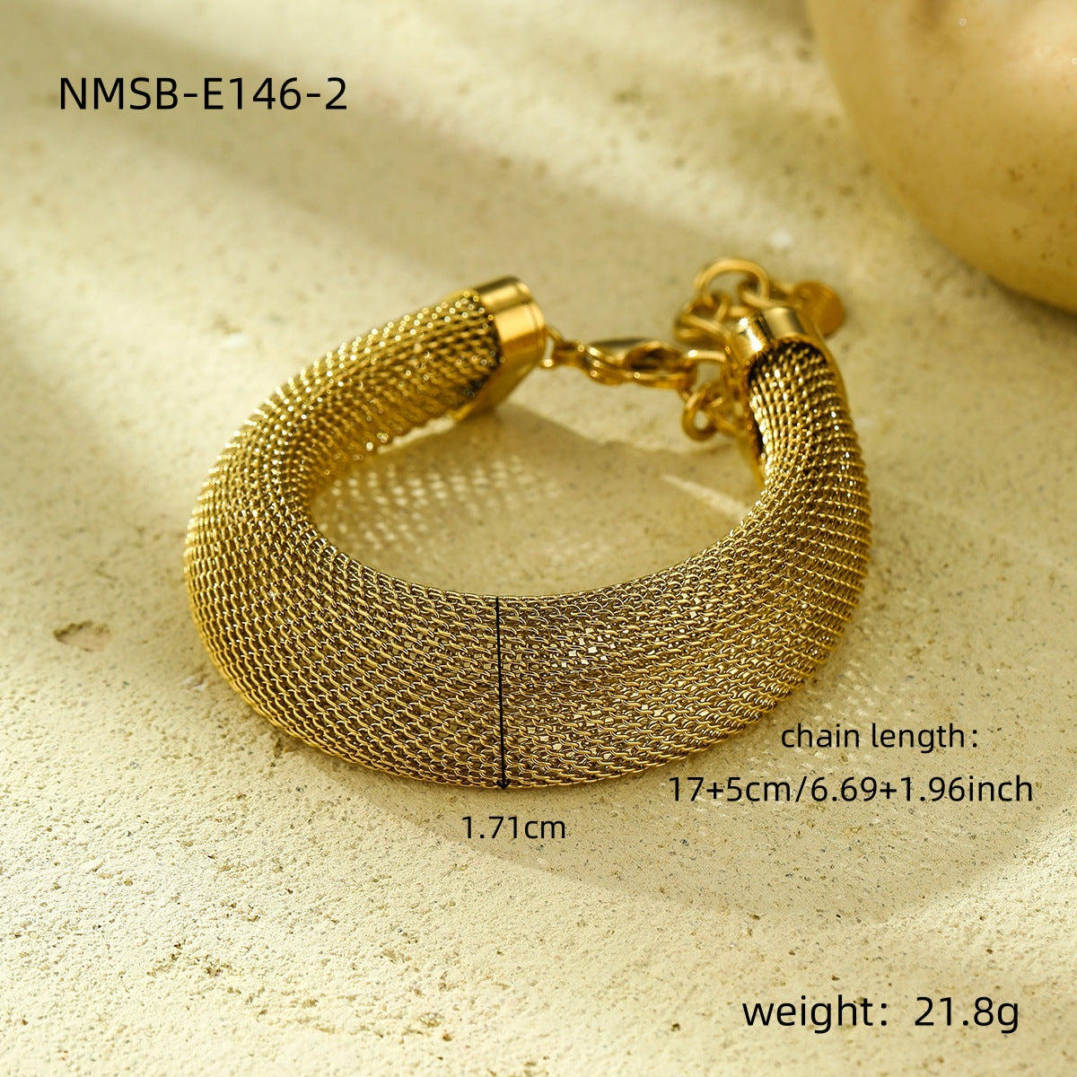 Pulsera de Acero Inoxidable con Malla Geométrica para Mujer con Acabado Chapado, Diseño Hueco, Accesorio de Moda Resistente a la Decoloración