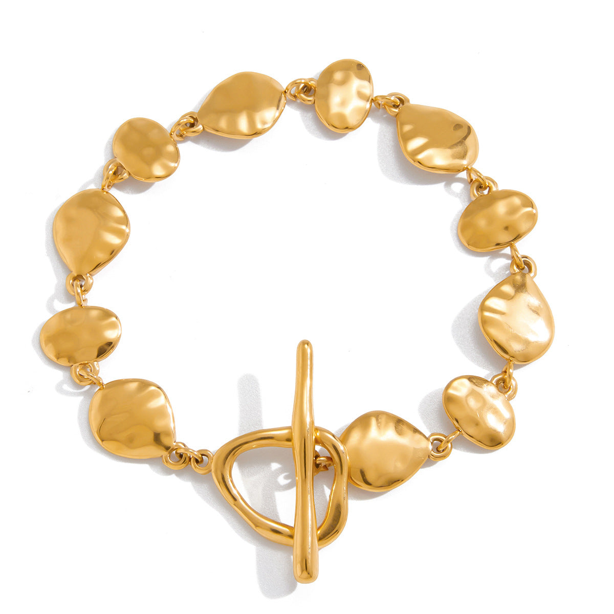 Luxury Oval Geometric Gold Plated Stainless Steel Bracelet for Women