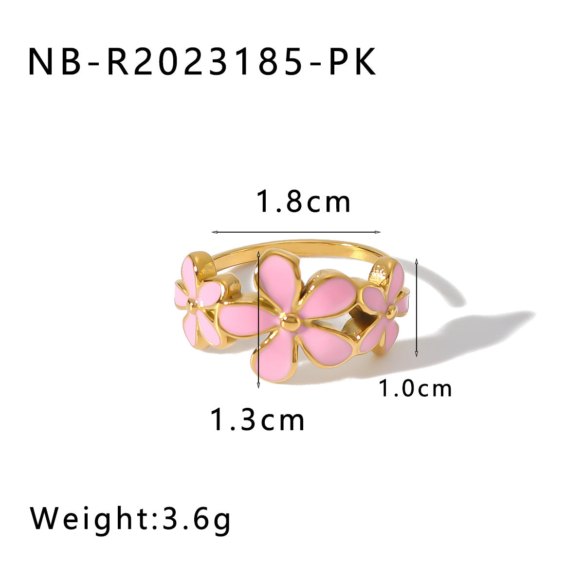 Anello in Acciaio Inossidabile Smaltato a Margherite Stile Vintage con Placcatura Sottovuoto in Oro 18K, Design Floreale Geometrico, Fascia Unisex Resistente allo Sbiadimento