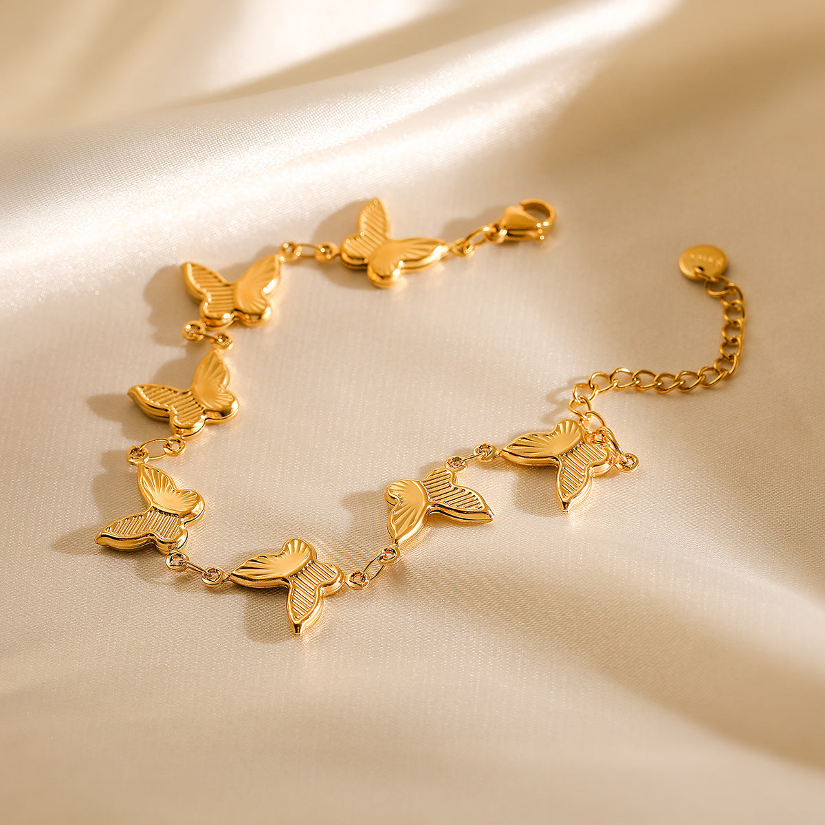 Sweet 18K Gold Plated Stainless Steel Butterfly Bracelet for Women