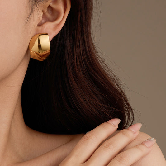 Orecchini a perno da donna vintage geometrici in acciaio inossidabile con finitura placcata, gioielli di lusso leggeri dalla forma irregolare