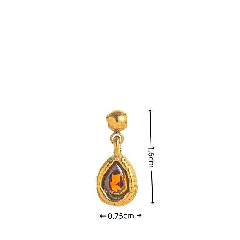 Teardrop Stainless Steel PVD Gold Plated Necklace for Unisex