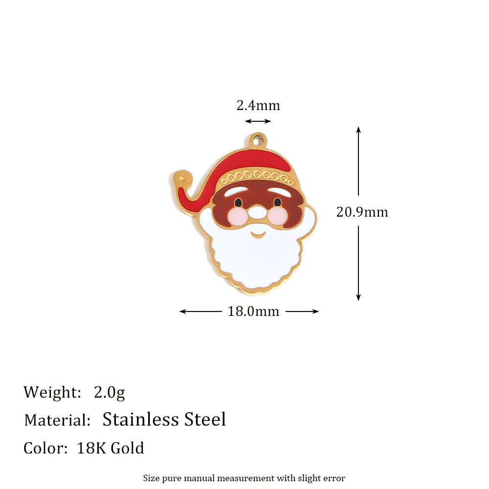 Cute Cartoon Christmas Santa Snowflake Heart Boot Pendant for Women Stainless Steel with 18K Gold Plating