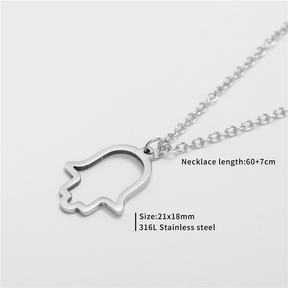 Punk Hip-hop Minimalist Star Geometric Titanium Steel Plated Pendant Necklace with Cable Chain