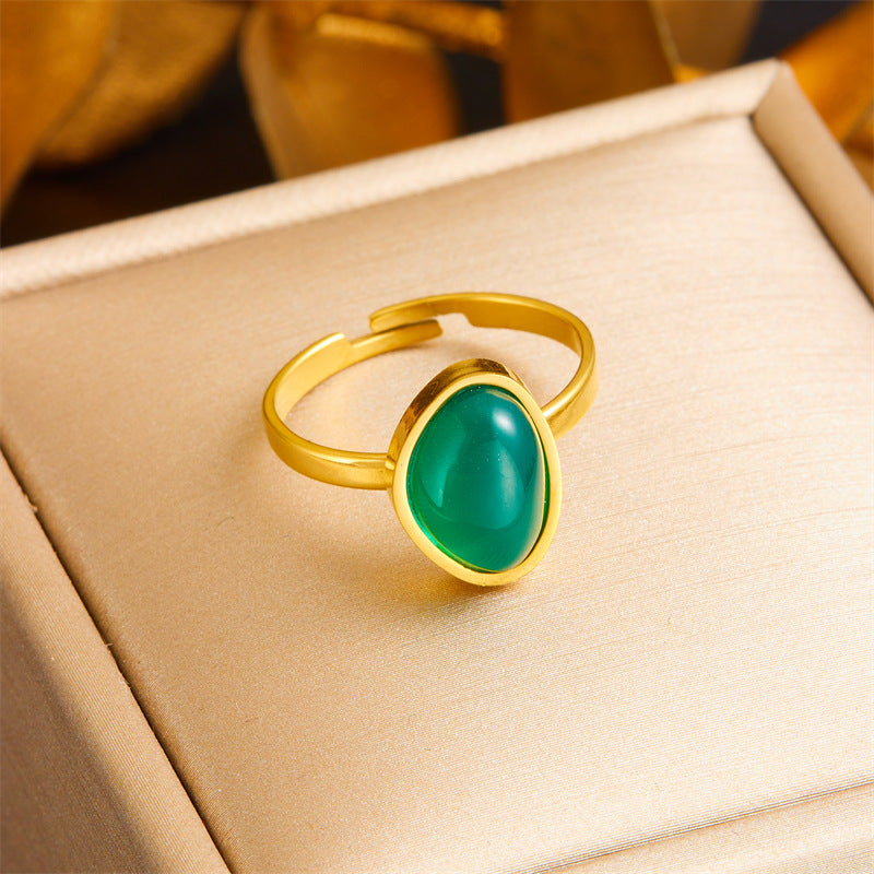 Anello Vintage da Donna in Acciaio Inossidabile con Farfalla Geometrica a Triangolo Ovale e Intarsio di Strass