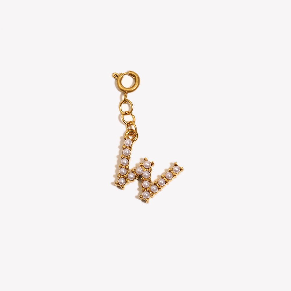 Barretta con Ciondolo a Lettera o Numero in Acciaio Inossidabile Placcato Oro 18K Minimalista da Donna