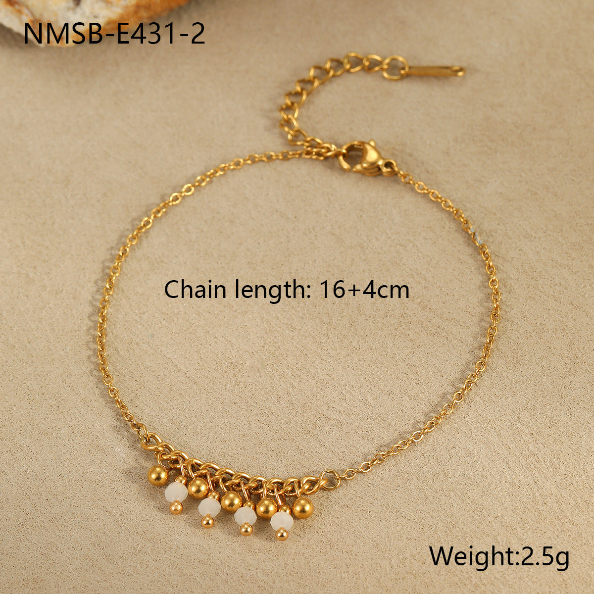 Fashionable Geometric Stainless Steel Plated Bracelet for Women with Colorful Natural Beads and Tassel Accents