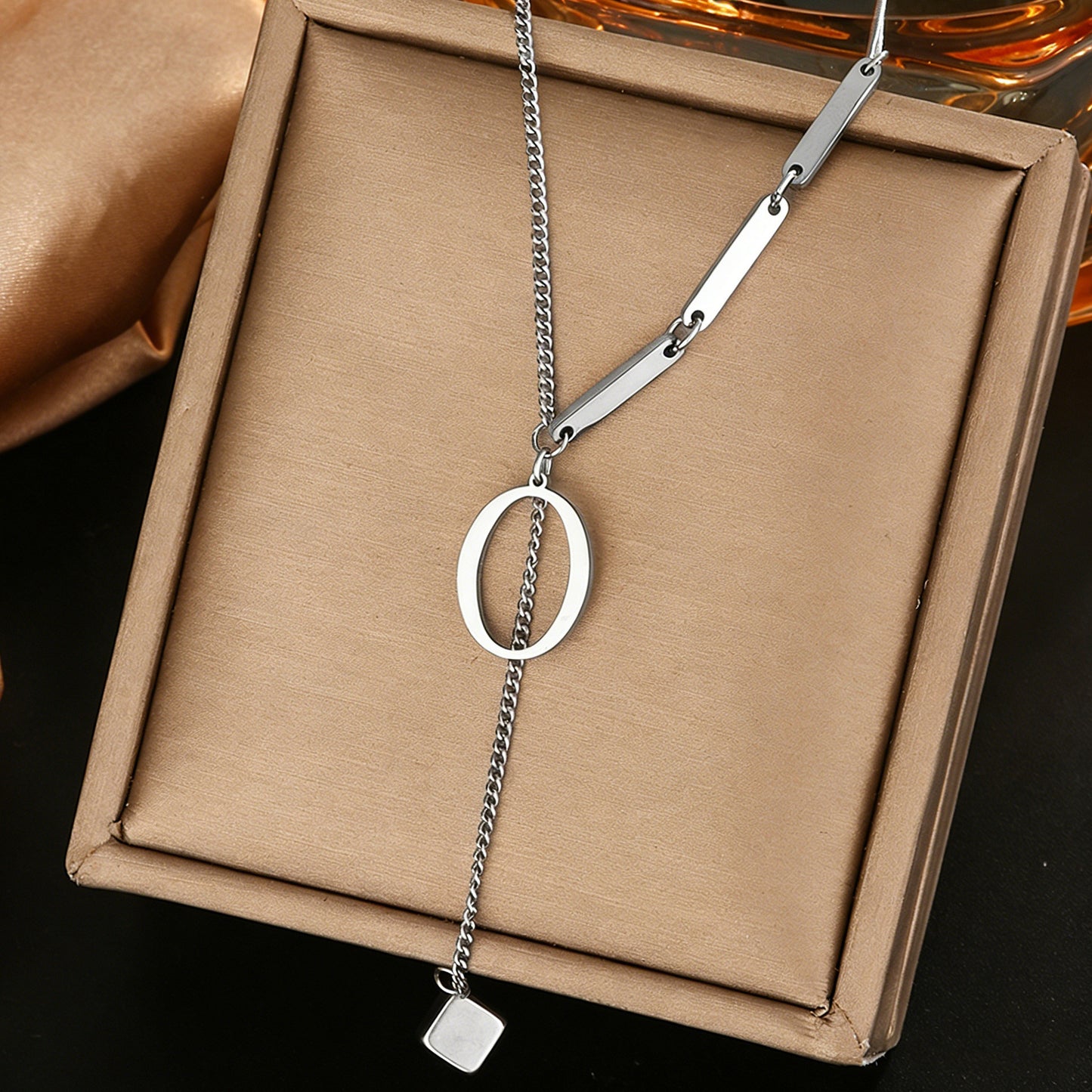 Luxury Polished Letter Titanium Steel Pendant Necklace Stainless Steel Chain for Women