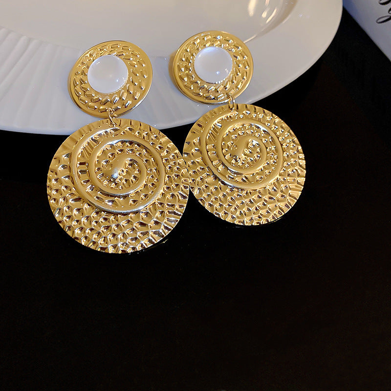 Vintage Geometric Earrings with Gold-Plated Copper Base and Stainless Steel Posts for Women