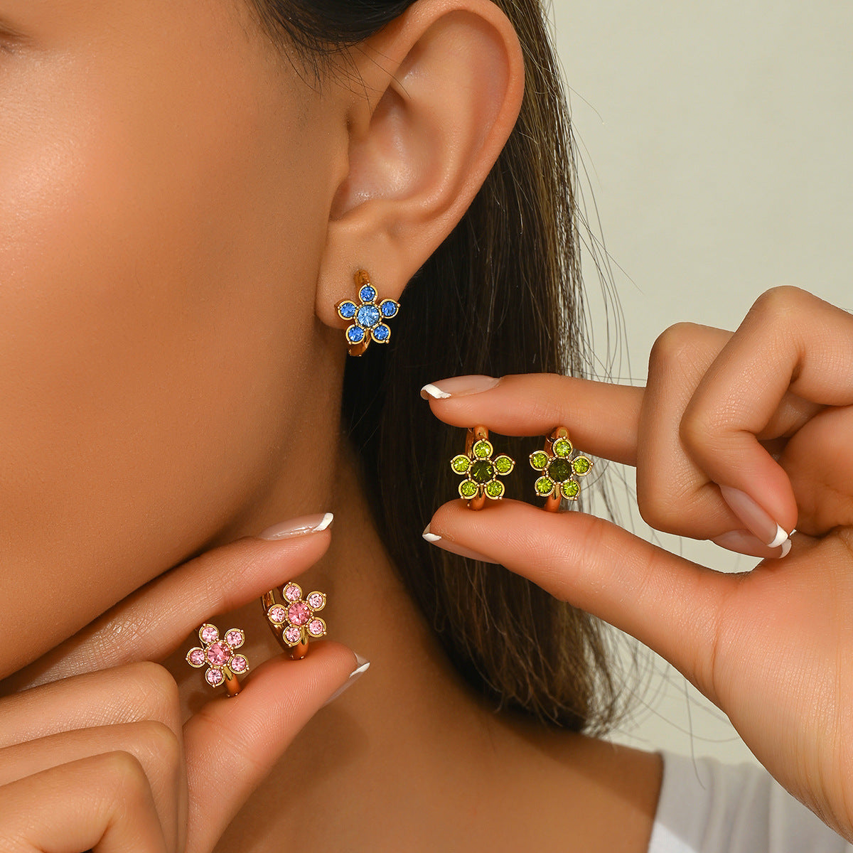 Sweet Floral Plated Stainless Steel Earrings