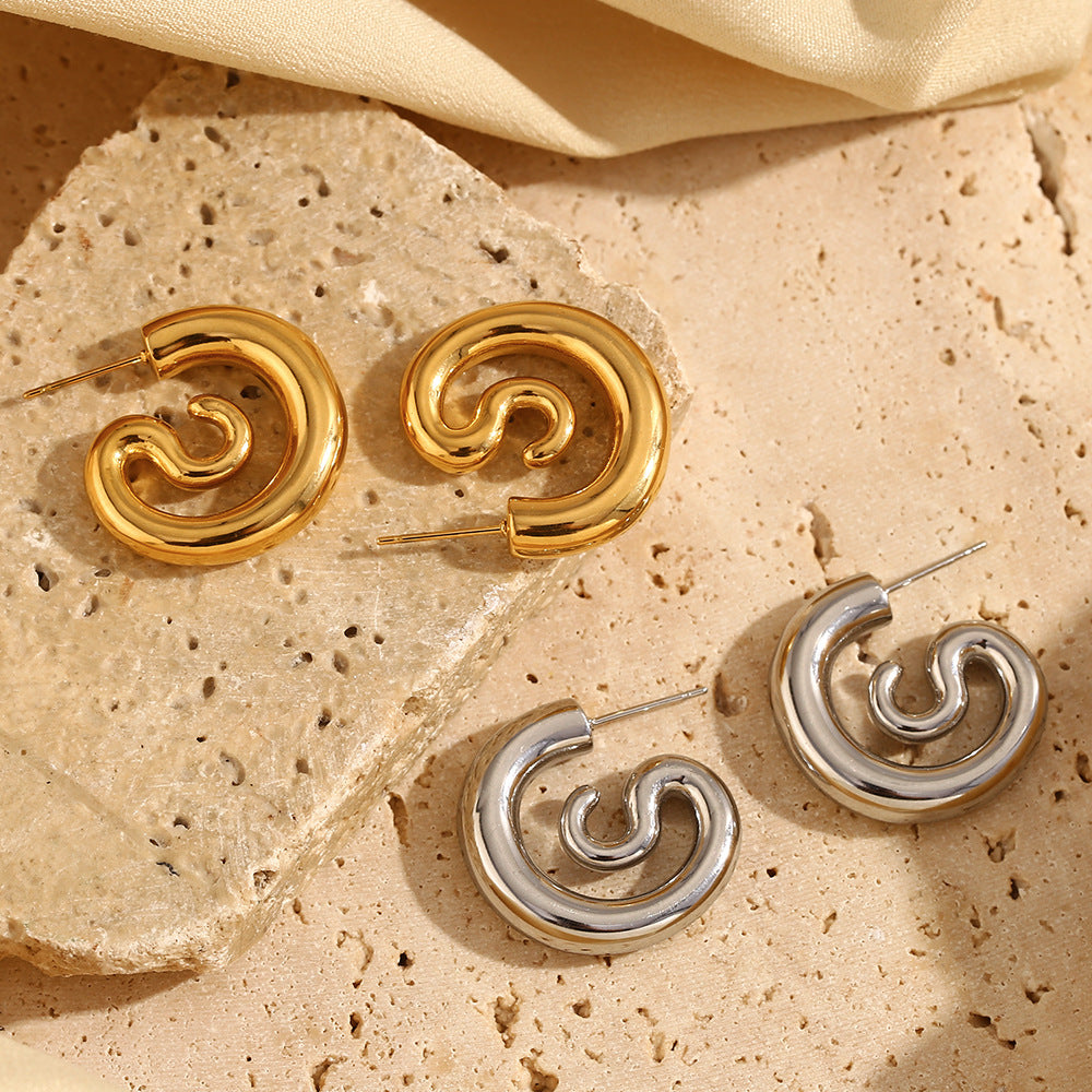Orecchini da donna alla moda in acciaio inossidabile geometrico con placcatura in oro 18 carati
