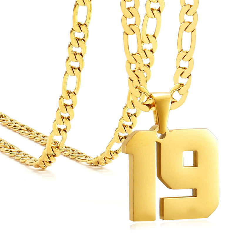 Minimalist Numeric Pendant Necklace for Men and Women Stainless Steel Chain with Polished Titanium Steel Charm