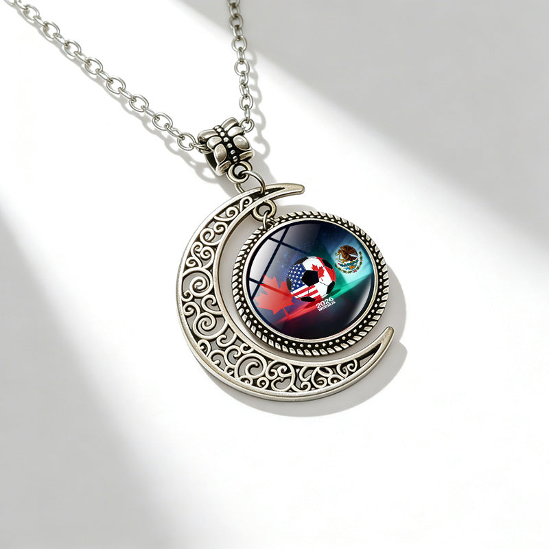Sporty Geometric Alloy Plated Necklace with Crystal Pendant Unisex Cable Chain