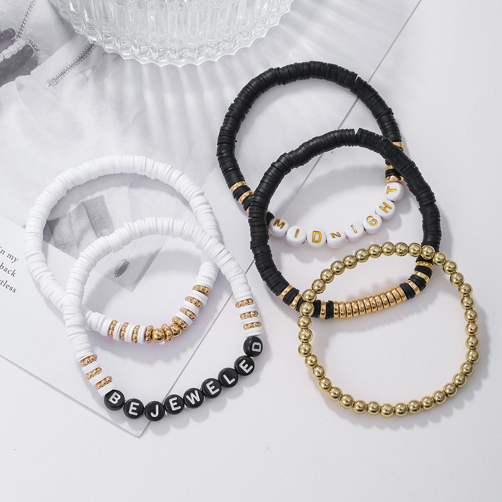Casual Geometric Round Polymer Clay Seed Bead Bracelet Set Handmade Unisex Jewelry