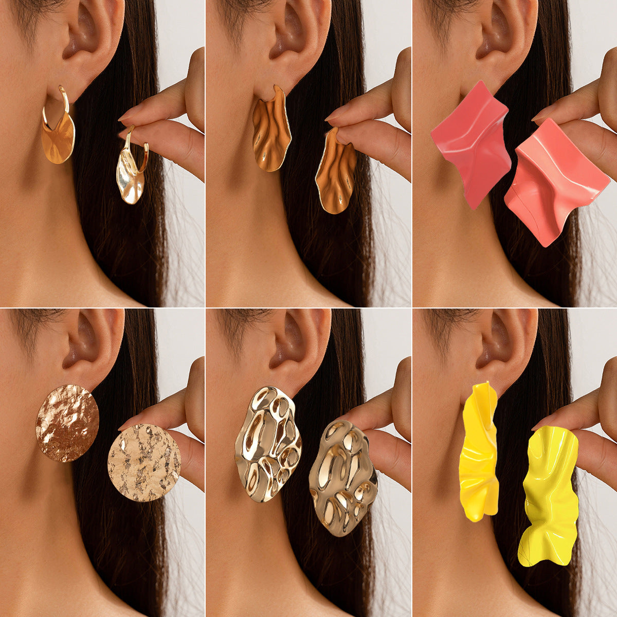 Geometric Textured Liquid Wave Earrings in Alloy with Electroplated Finish for Women