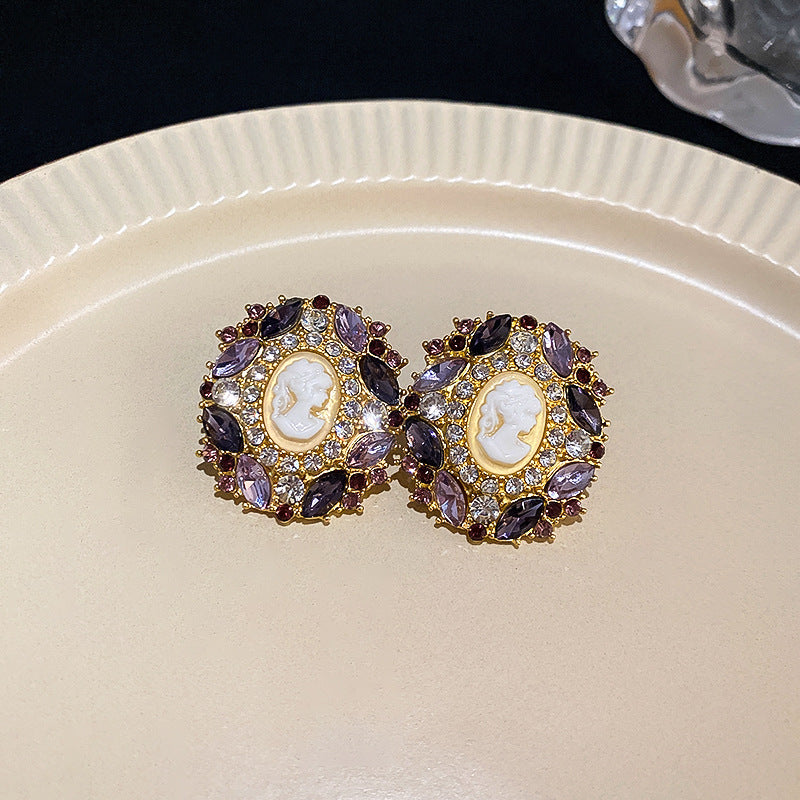Pendientes ovalados de acrílico estilo vintage francés con postes de acero, diseño geométrico, acabado electrochapado, joyería elegante y ligera de lujo para las orejas