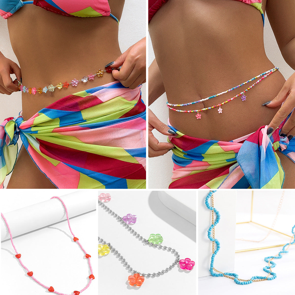 Minimalist Ethnic Heart Acrylic Woven Tassel Body Chain for Women