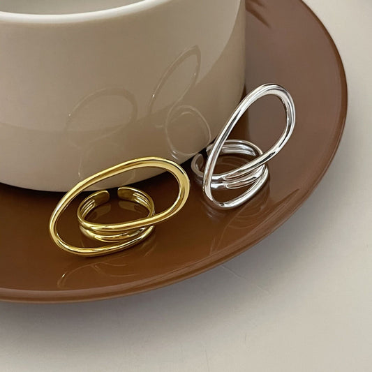 S925 Sterling Silver Geometric Twist Open Ring