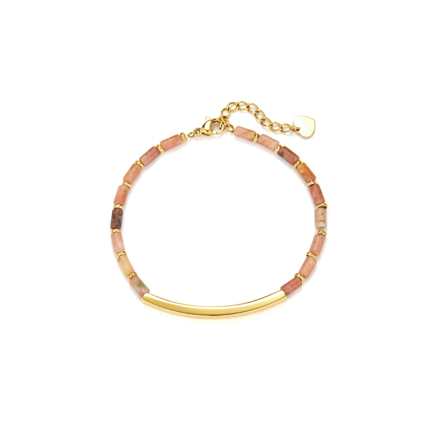 Pulsera geométrica de acero inoxidable de moda con baño de oro de 18 quilates y cuentas de jade Dongling verde para mujer