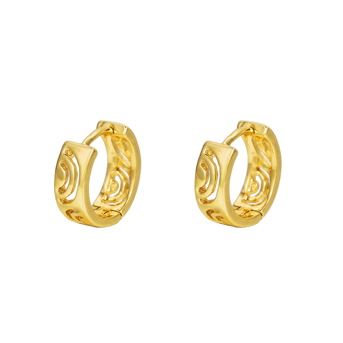 Hollow Floral Geometric Round Brass Plated Earrings for Women